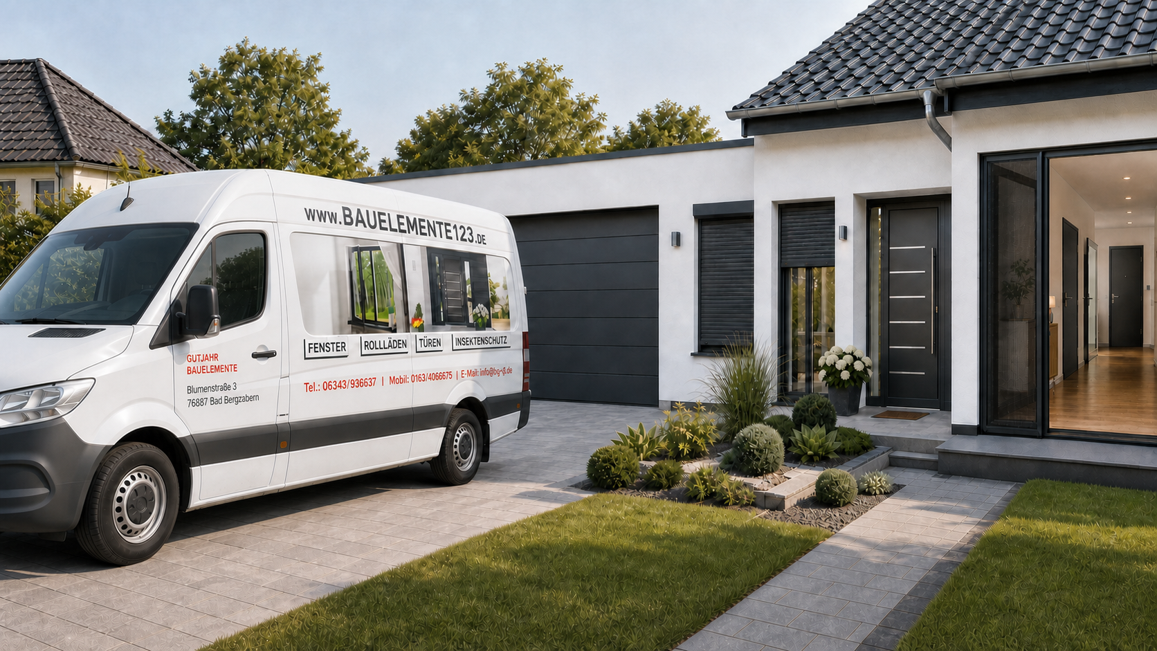 Modernisiertes Wohnhaus mit Garagentor, Rollladen, Haustür, Insektenschutz sowie Innen- und Glastüren
